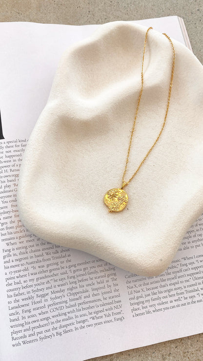 Ocean Coin Charm Necklace - Gold
