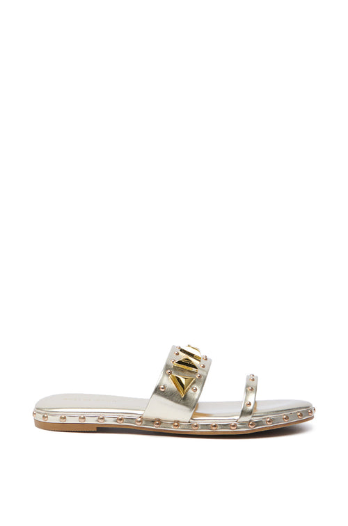 AKIRA RYLIE GOLD EMBELLISHED SLIP ON SANDAL