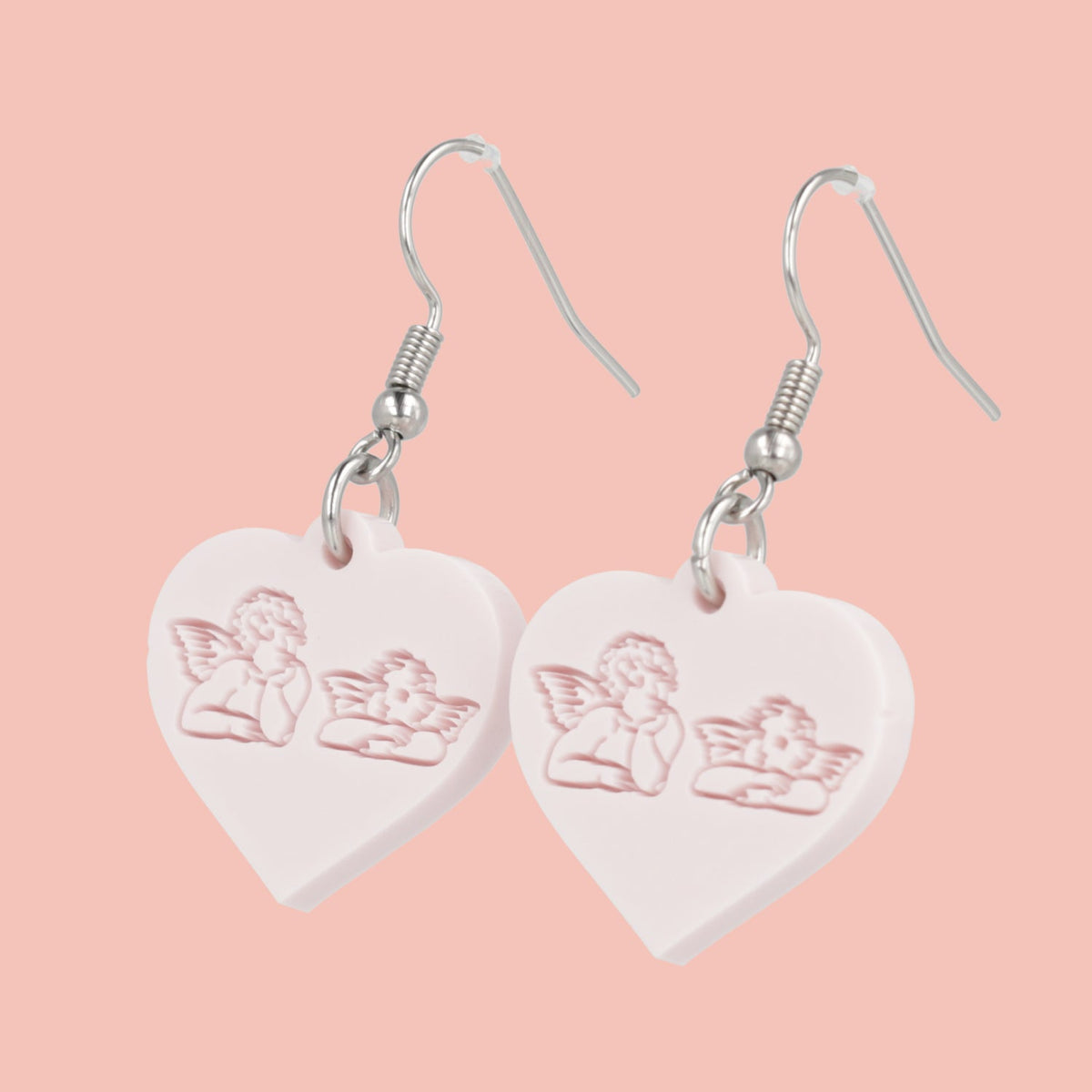 Raphael's Angels Heart Earrings - Marshmallow Pink