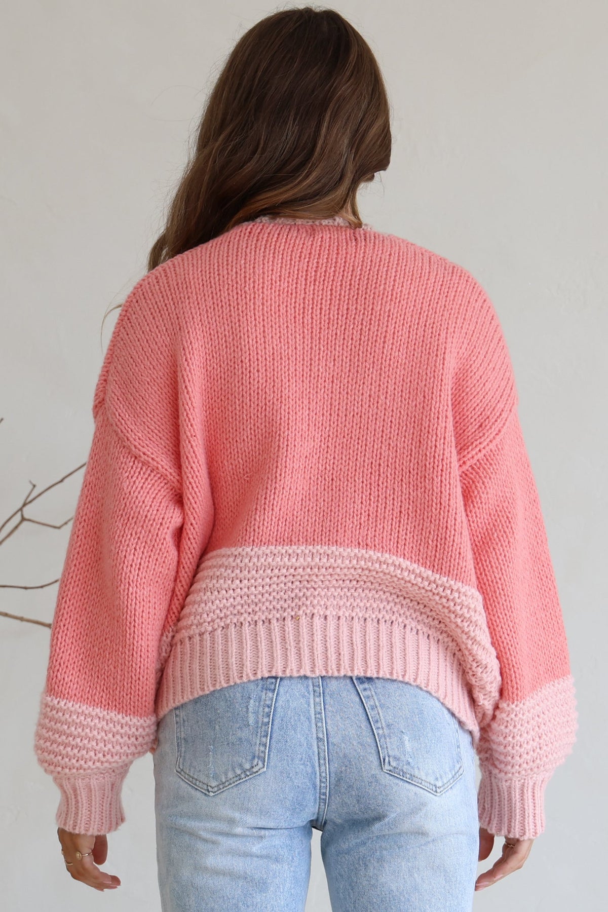 Rosie Cardigan - Cropped Colour Block Cardigan in Pink