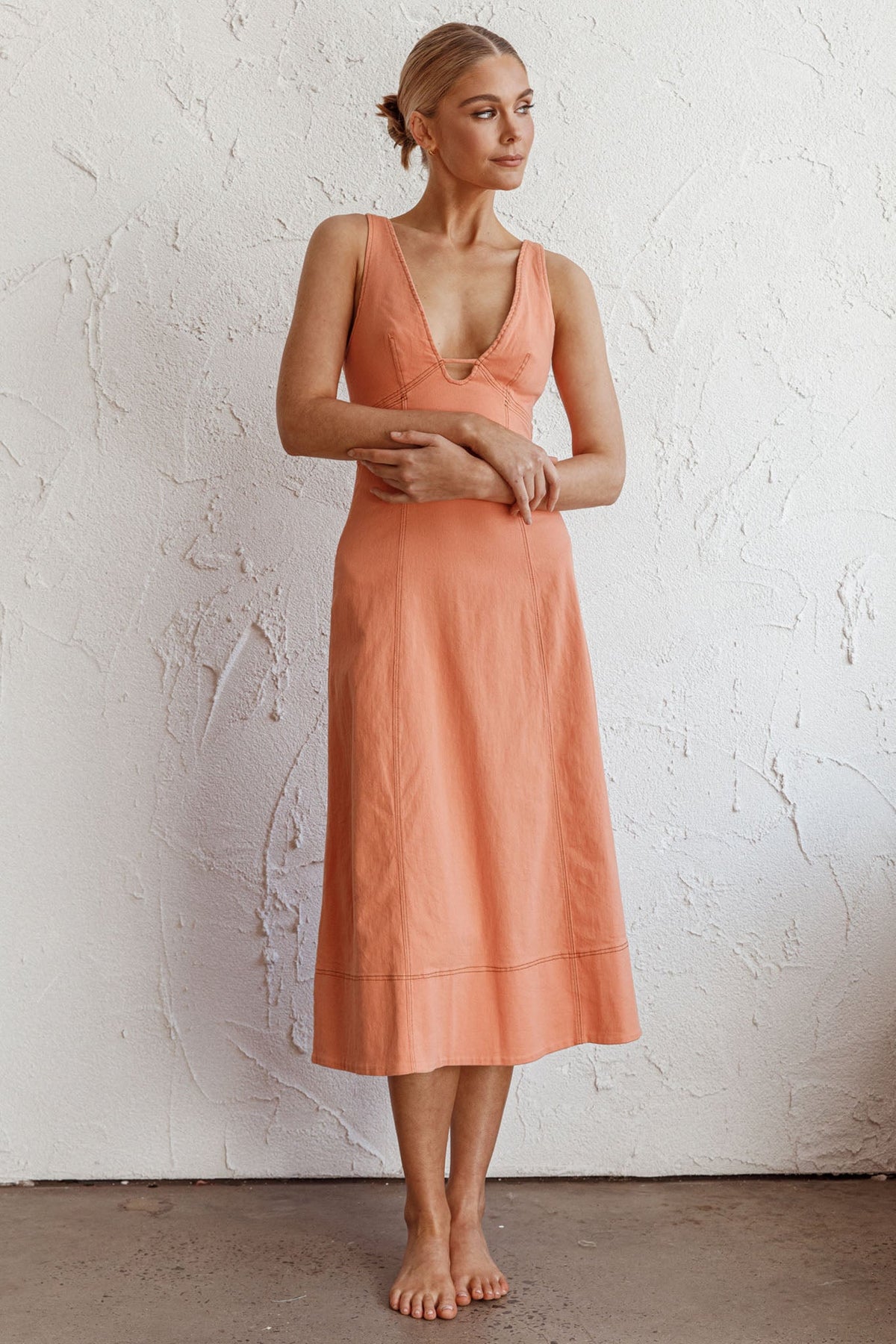 Elias Decorative Stitch Midi Dress Mango