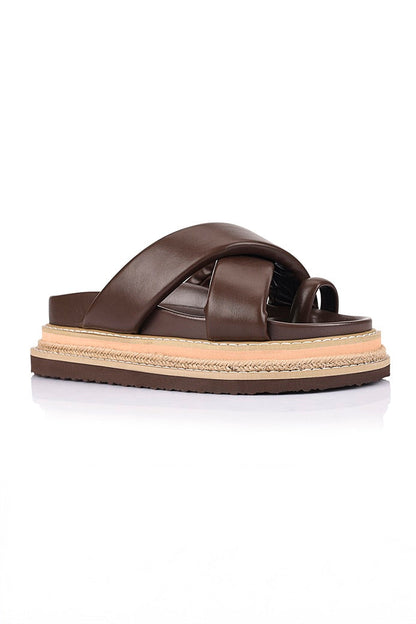 Thelma Flatform Slides - Chocolate Brown