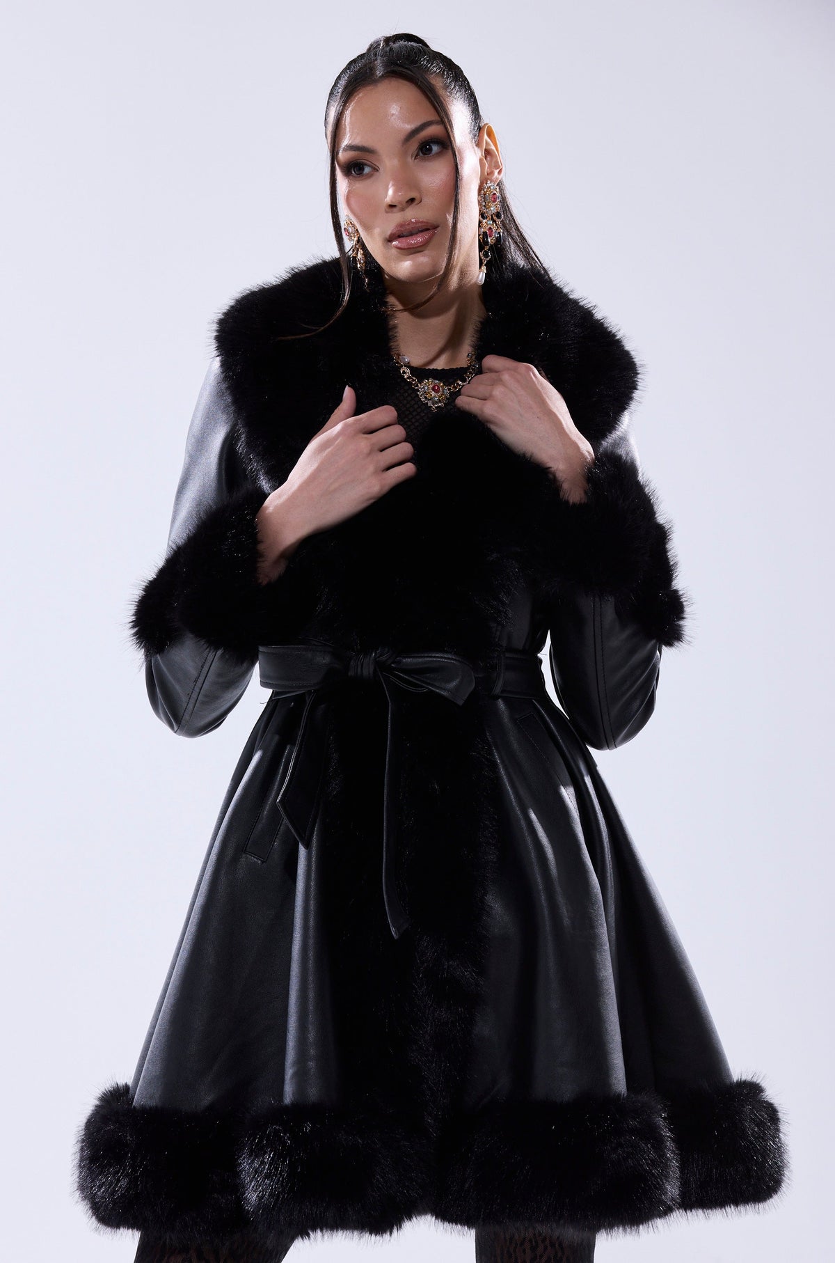 ADRIENNE FUR TRIM COAT