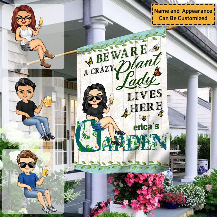 A Crazy Plant Lover Lives Here - Garden Flag - Personalized Custom Garden Flag