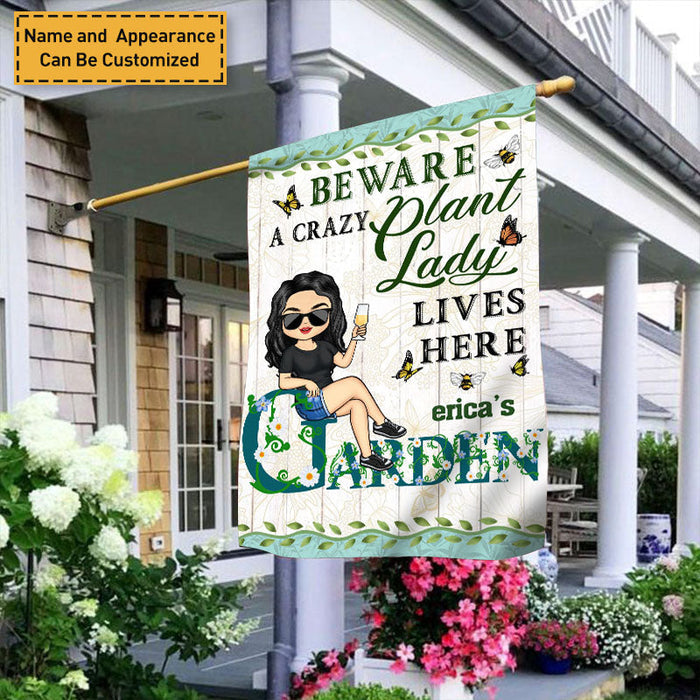 A Crazy Plant Lover Lives Here - Garden Flag - Personalized Custom Garden Flag