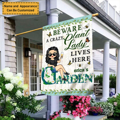 A Crazy Plant Lover Lives Here - Garden Flag - Personalized Custom Garden Flag
