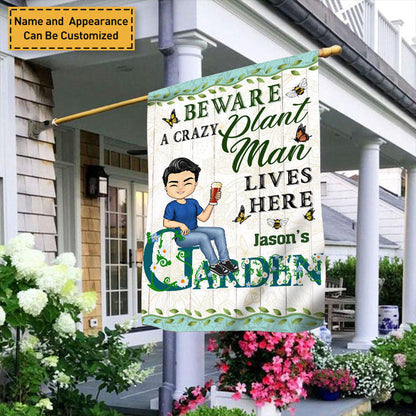 A Crazy Plant Lover Lives Here - Garden Flag - Personalized Custom Garden Flag
