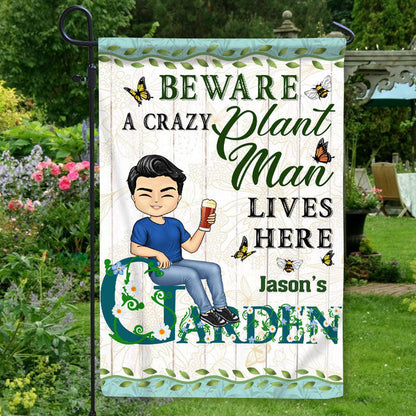 A Crazy Plant Lover Lives Here - Garden Flag - Personalized Custom Garden Flag