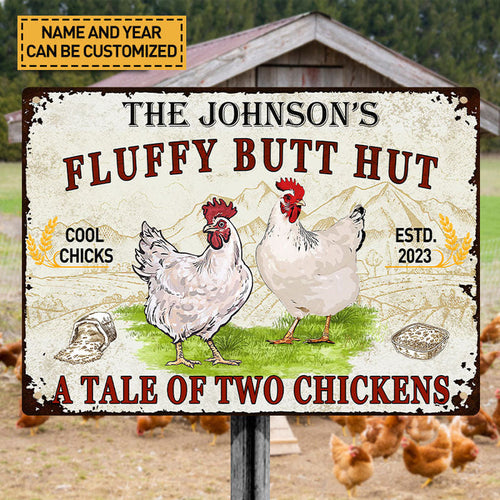 A Tale Of Two Chickens - Customized Classic Metal Signs, Chicken Signs