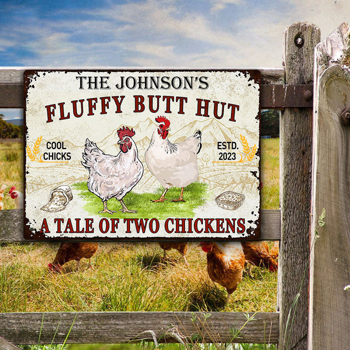 A Tale Of Two Chickens - Customized Classic Metal Signs, Chicken Signs