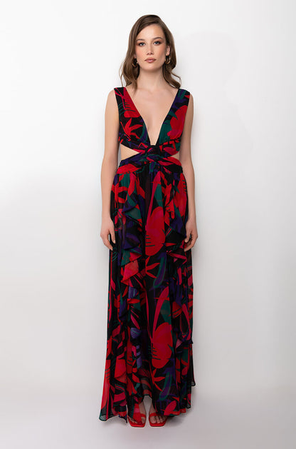 ADORE HALTER TOP PRINTED MAKI DRESS