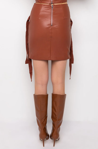 AFTER THE AFTER PARTY FAUX LEATHER MINI SKIRT