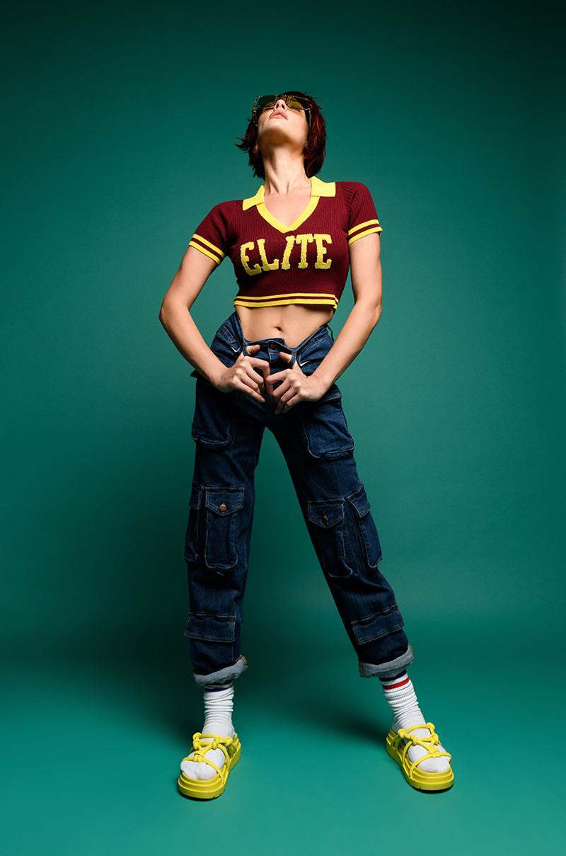 AGGIE HIGH RISE DENIM CARGO PANTS