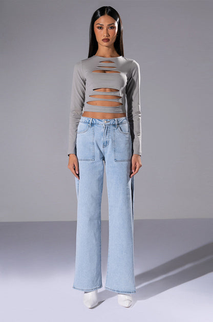 ALANI CUT OUT LONG SLEEVE CROP TOP