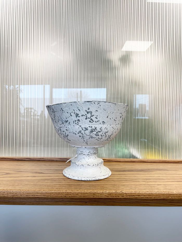 Antiqued White Cement Pot