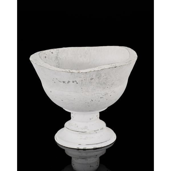 Antiqued White Cement Pot