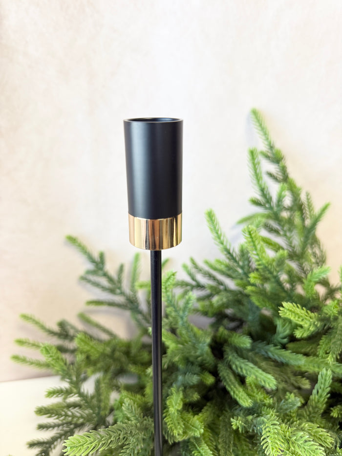 Black Modern Taper Candleholder Set