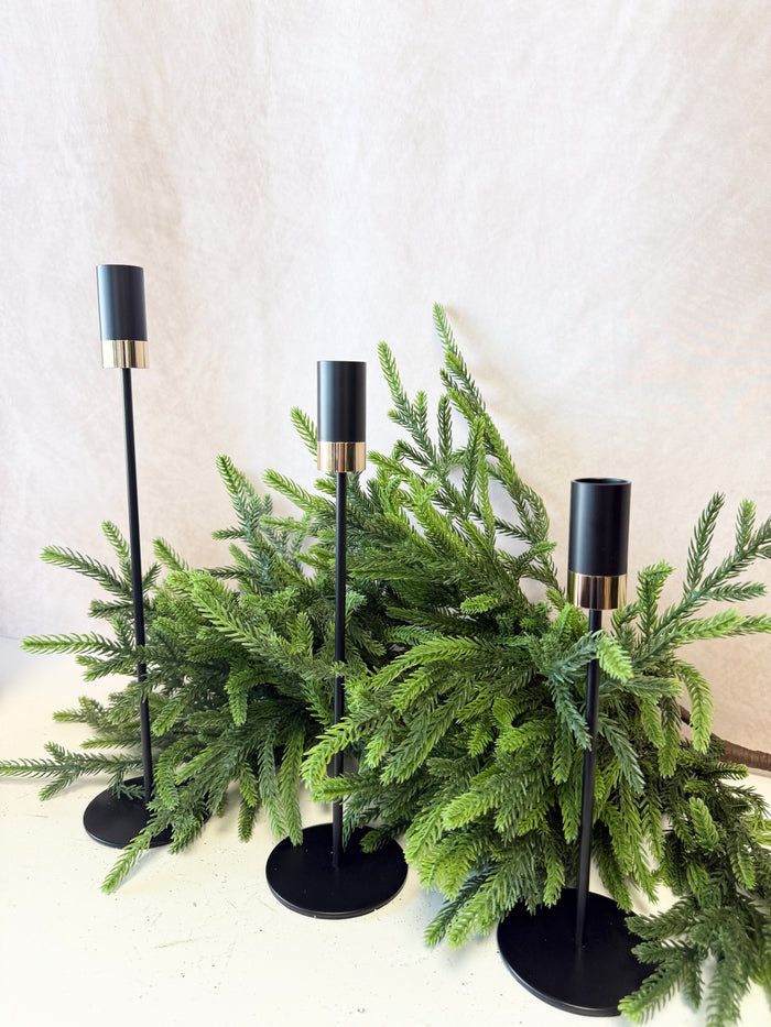 Black Modern Taper Candleholder Set