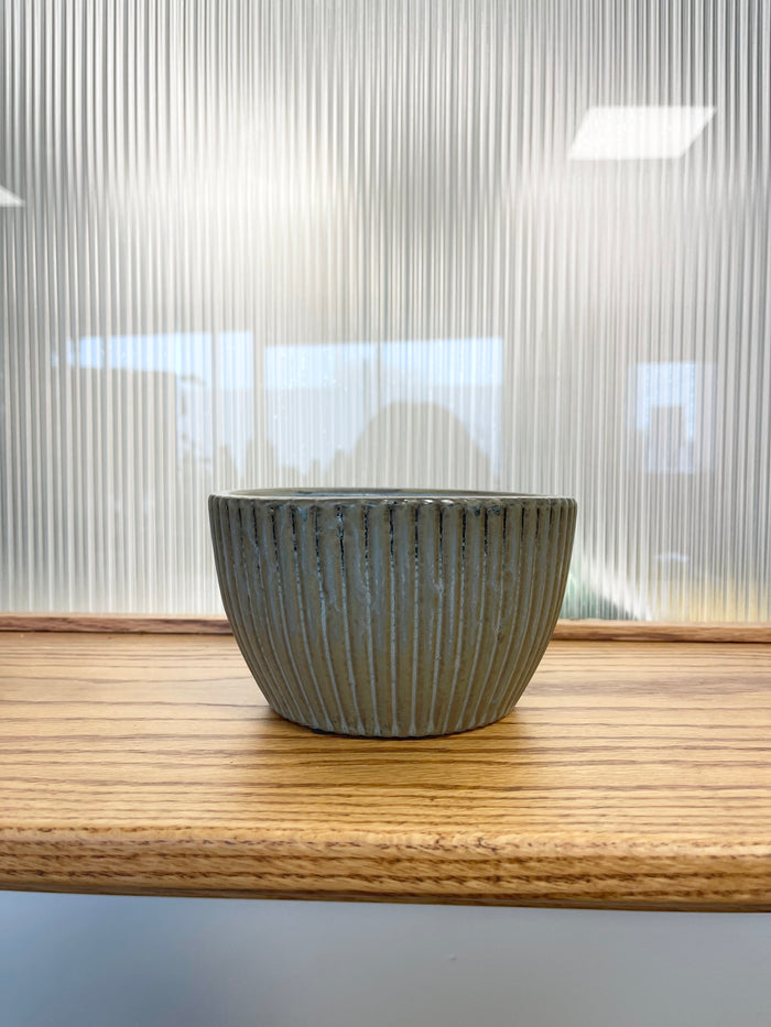 Blue Hue Ribbed Stoneware Planter