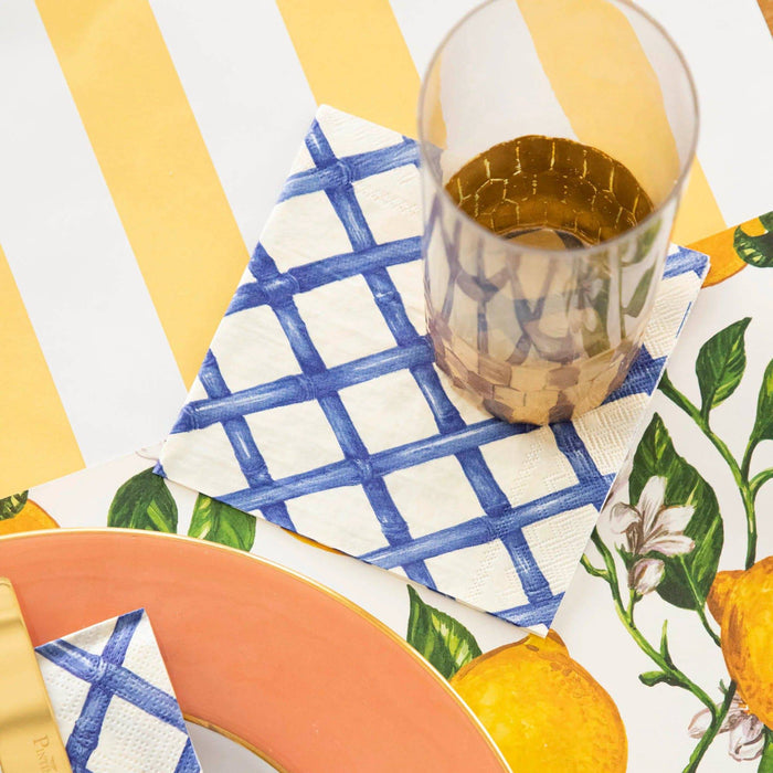 Blue Lattice Paper Cocktail Napkins - The Preppy Bunny