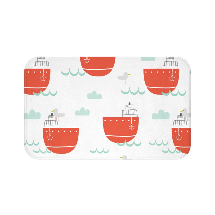 Kids Bath Mat Nautical Red Sailboats, Kids Shower Mat, Kids Bathtub Mat, Kids Bathroom Decor, Kids Bathroom Accessories, Made in the USA | Pippa + June