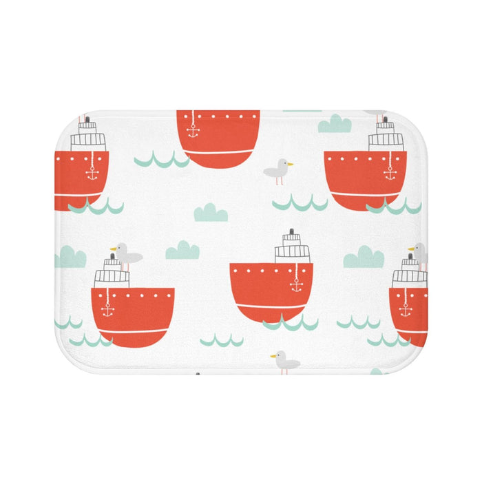 Kids Bath Mat Nautical Red Sailboats, Kids Shower Mat, Kids Bathtub Mat, Kids Bathroom Decor, Kids Bathroom Accessories, Made in the USA | Pippa + June