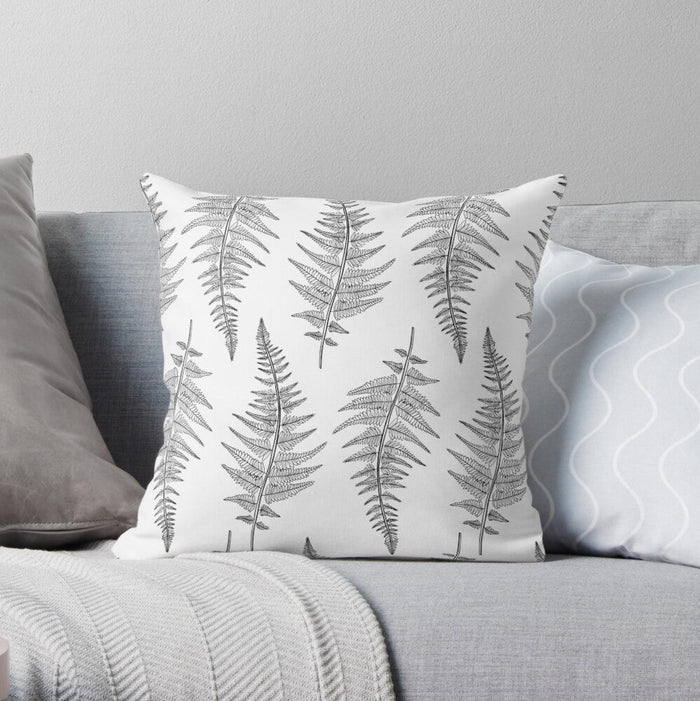 Boho Throw Pillow Foliage Black White, Decorative Pillows, Accent Pillows, Throw Pillow Covers, Boho Decor, Bedroom Throw Pillows, Made in the USA | Pippa + June