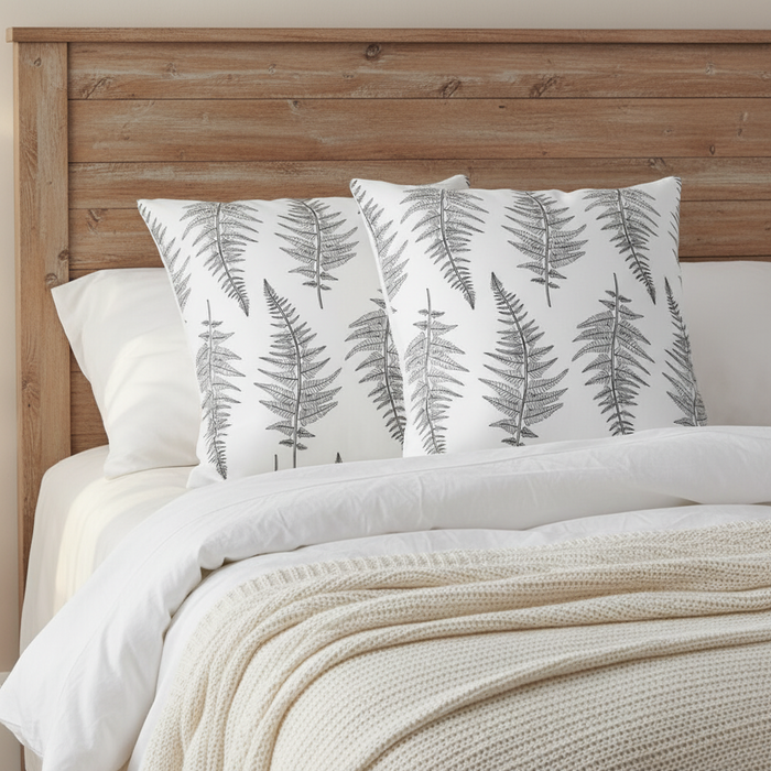 Boho Throw Pillow Foliage Black White, Decorative Pillows, Accent Pillows, Throw Pillow Covers, Boho Decor, Bedroom Throw Pillows, Made in the USA | Pippa + June