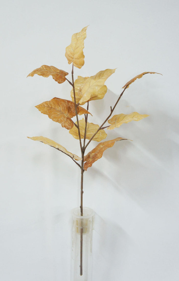 Brown Leather Leaf Spray