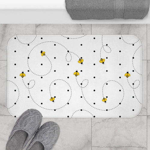 Kids Bath Mat Neutral Bumble Bees, Bathroom Decor, Kids Modern Decor | Pippa + June