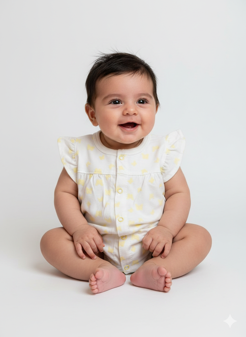 Butterfly - Hlaf Sleeve- Summer Romper off white