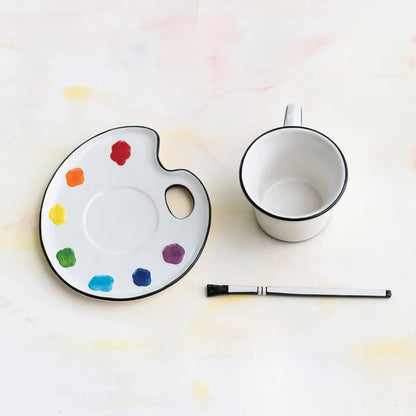 Ceramic Paint Palette Teacup Saucer Set