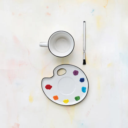 Ceramic Paint Palette Teacup Saucer Set
