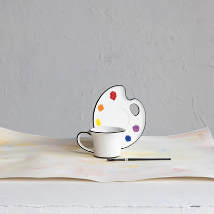 Ceramic Paint Palette Teacup Saucer Set