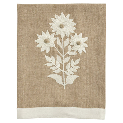 Chambray Embroidered Tea Towel
