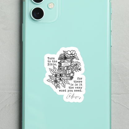 Charles Spurgeon Quote sticker | Turn To The Bible |  Christian stickers | Faith stickers | Bible Verse Sticker