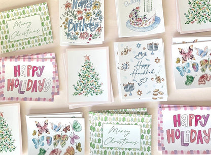 Colorful Christmas Tree Cards - Boxed Set of 8 - Potpourri Gift Shop