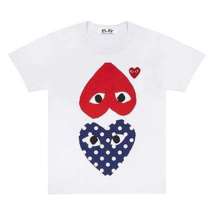 COMME DES GARCONS PLAY POLKA DOT MEN T-SHIRT - White - AZ-T240-051-1