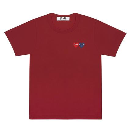 COMME DES GARCONS PLAY T-Shirt with Double Heart - Burgundy - AZ-T226-051