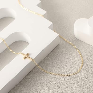 Cubic Zirconia Horizontal Cross Necklace