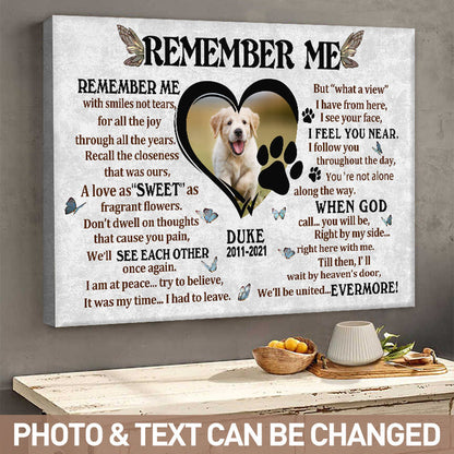 Custom Photo - Remember With Smiles Not Tears - Pet Canvas - Personality Customized Pet Canvas