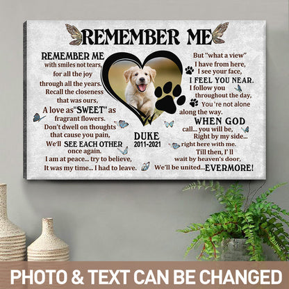 Custom Photo - Remember With Smiles Not Tears - Pet Canvas - Personality Customized Pet Canvas