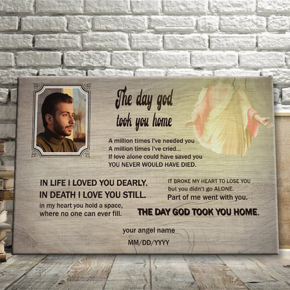 Custom Photo - The Day God Took You Home - Memorial Canvas - Personality Customized Canvas