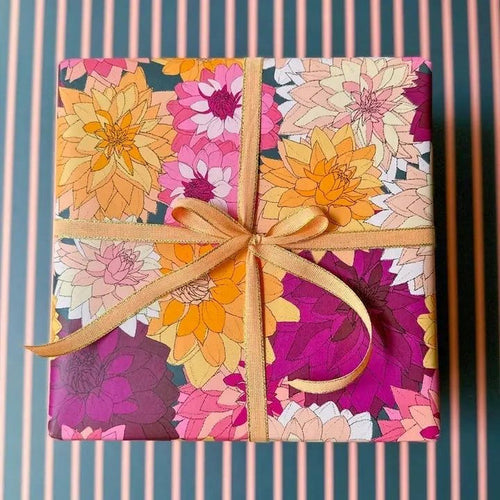 Dahlias Double - Sided Wrapping Paper Roll - Potpourri Gift Shop