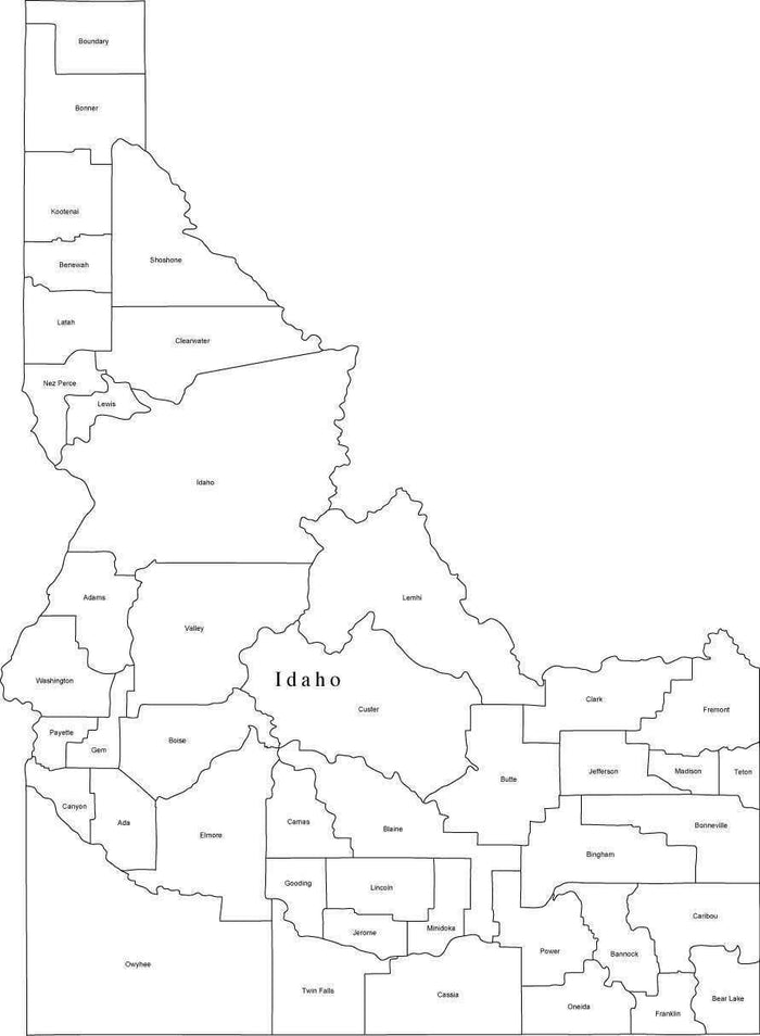 Digital ID Map with Counties - Black & White