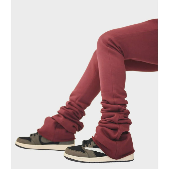 High-quality burgundy Doctrine Dagger Stacked Joggers, perfect for casual wear