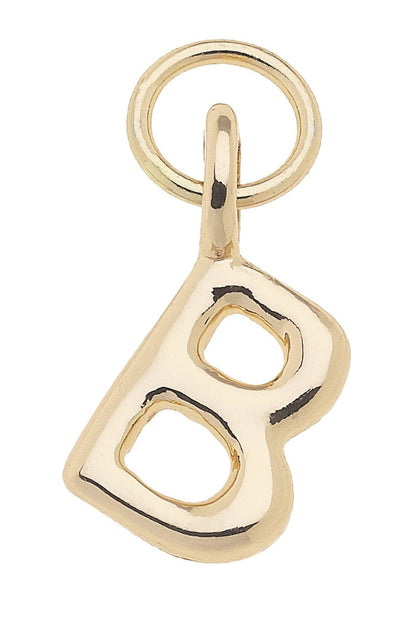 E Mini Initial Charm in Shiny Gold