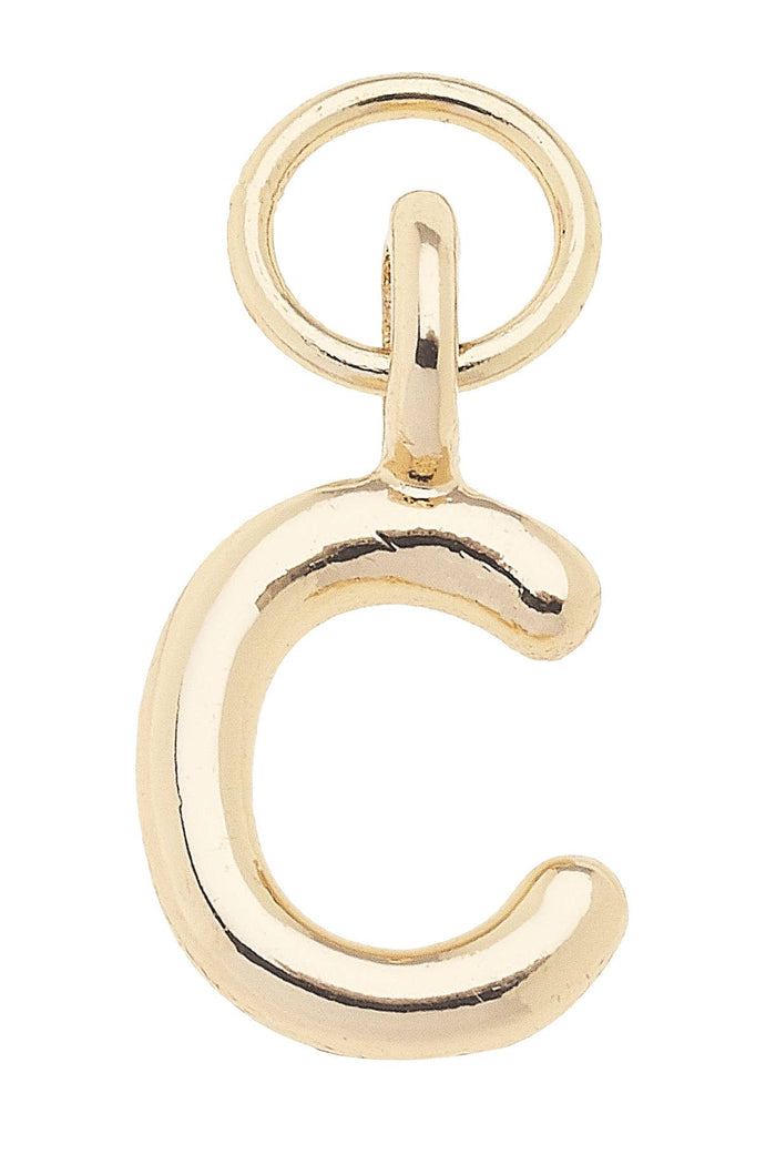 E Mini Initial Charm in Shiny Gold