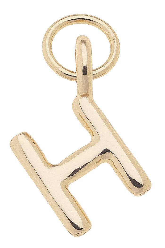 E Mini Initial Charm in Shiny Gold