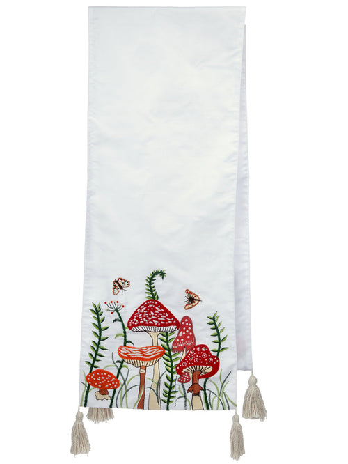 Embroidered Mushroom Table Runner